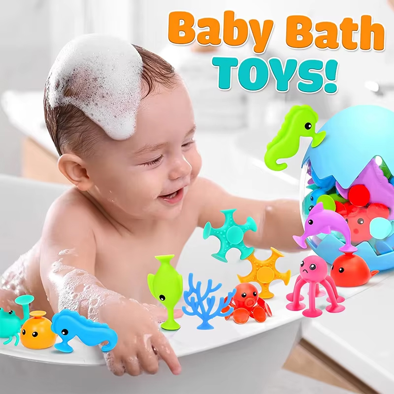 Limbo Game Set - Saugnapf-Badespielzeug für Babys, Weiches Dart-Set, Bausteine,
