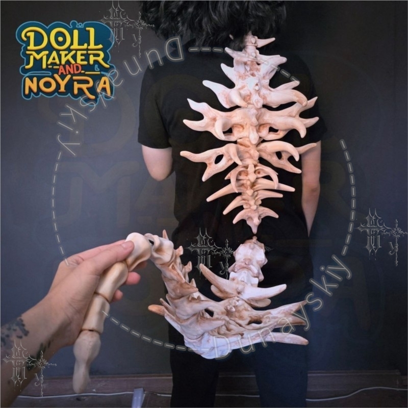 Party Games Stream - Skelett-Halloween-Stream-Dämonenschwanz-Cosplay-Accessoire: Flexibler, beweglicher Wirbelsäulen-Rückenrequisit-Knochen für Gothic-Anime-Rollenspiel-Partys