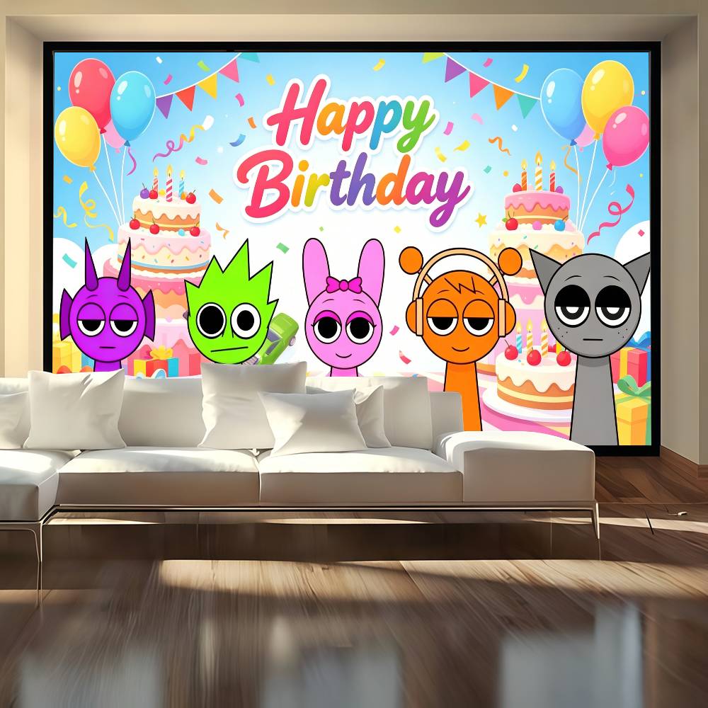 Party Games Stream - Cartoon Hot Game Incredibox-Sprunki Fotografie-Hintergrundstoff Chromakey-Bildschirm