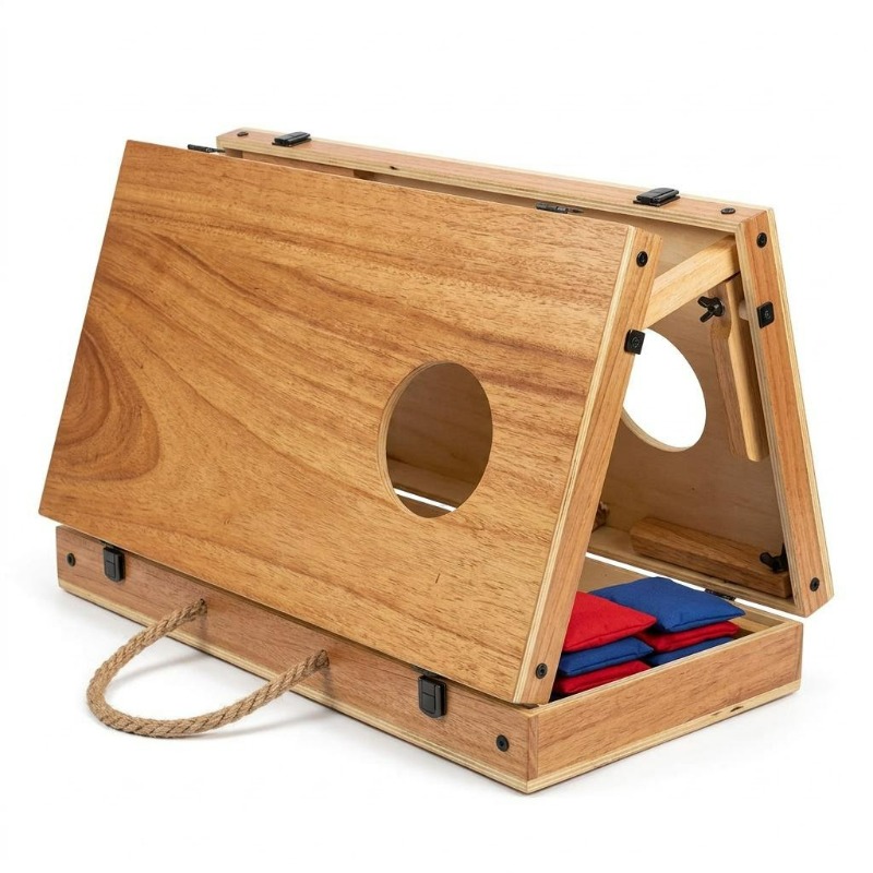 Cornhole Board Set - Faltbares Holz-Cornhole-Board-Set, tragbares Bean-Bag-Wurfspiel für drinnen