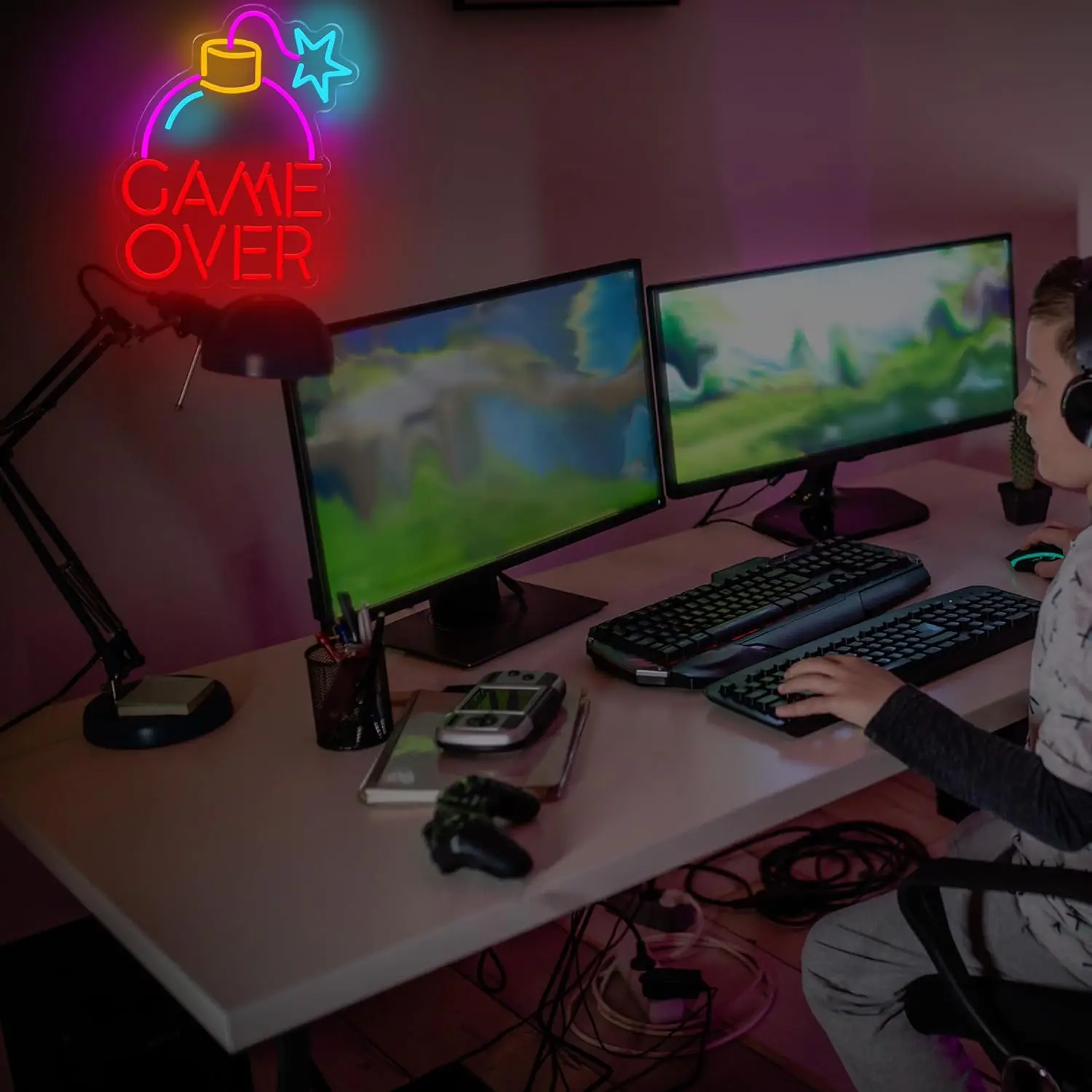 Game Over Rot-Rosa Neonlicht L – Party Games Stream Bewertung und Preis